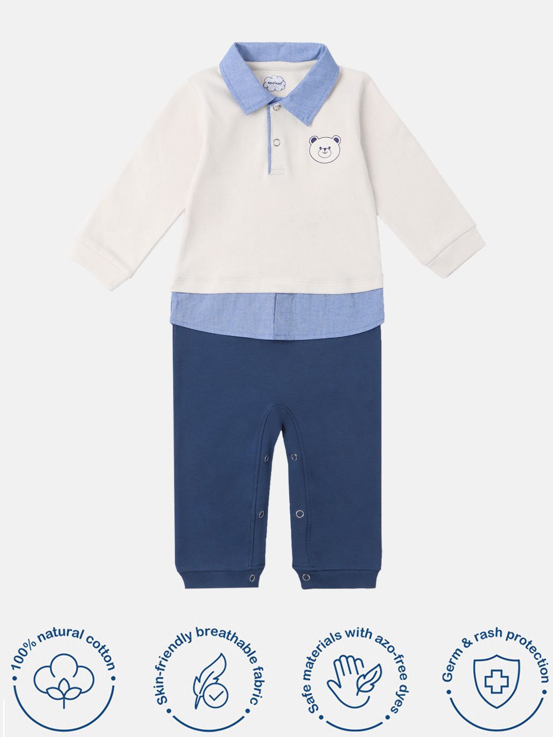 

Nauti Nati Boys Printed Sleepsuit, White
