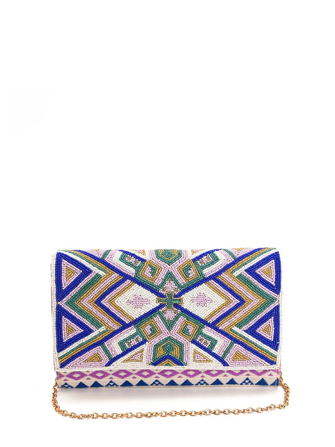 

Sangria Embellished Envelope Clutch, White
