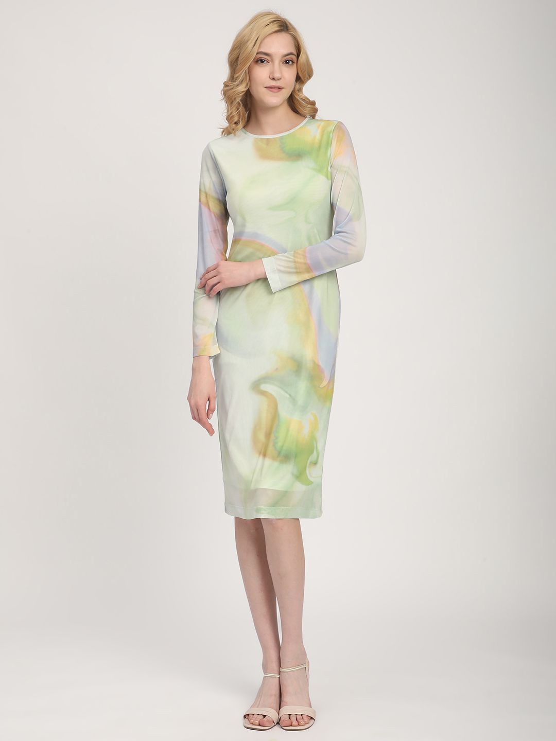 

R&B Cold-Shoulder Sheath Dress, Yellow