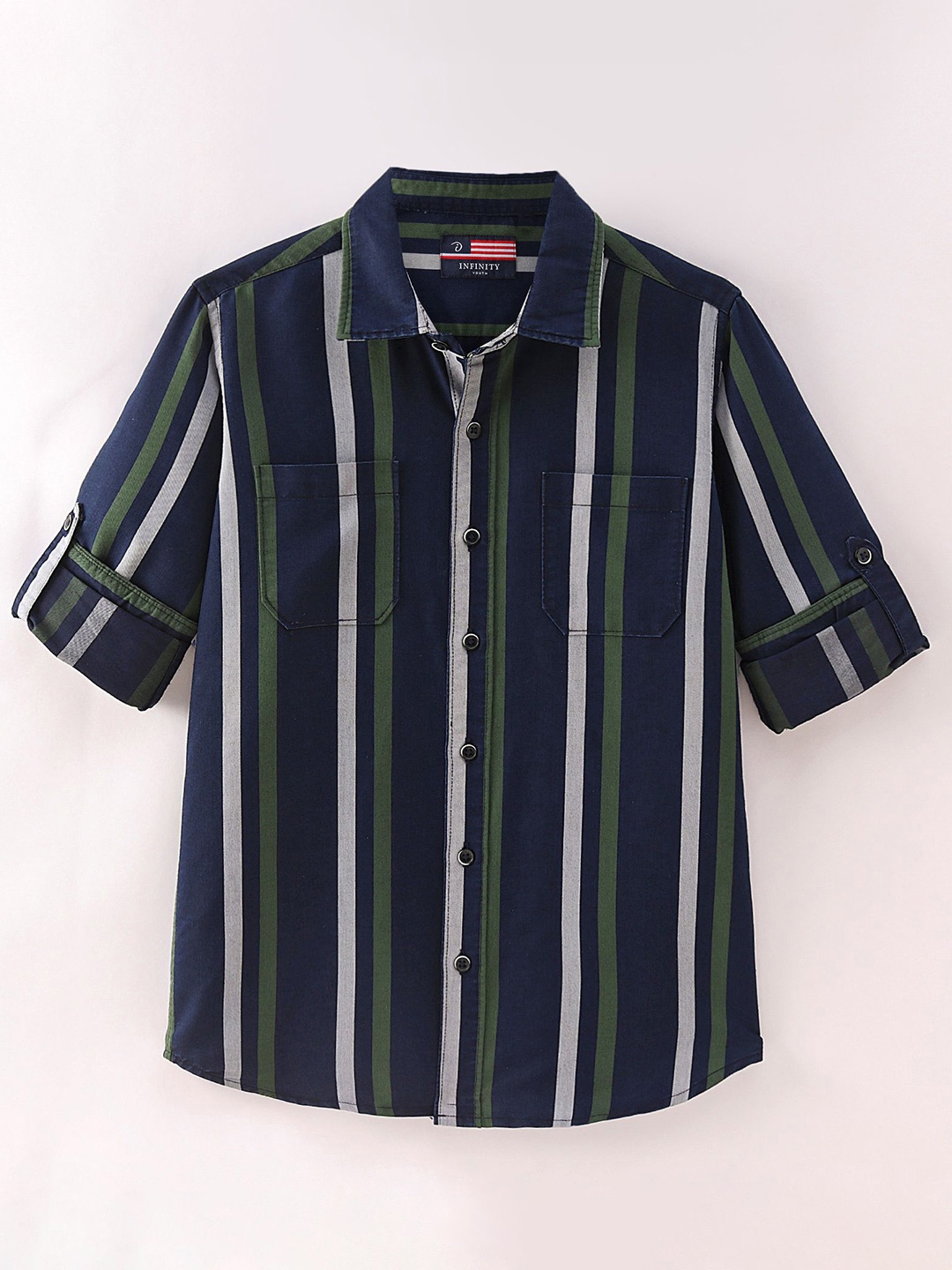 

Infinity Boys Opaque Striped Casual Shirt, Navy blue