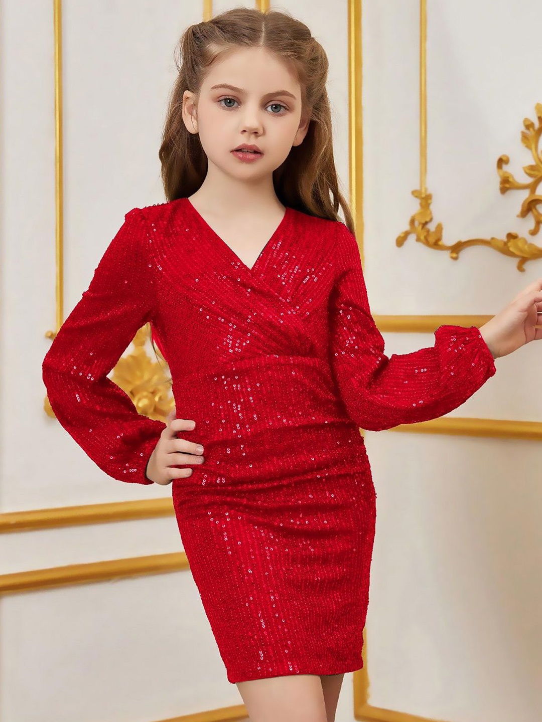 

Vani Enterprise Net Sheath Dress, Red