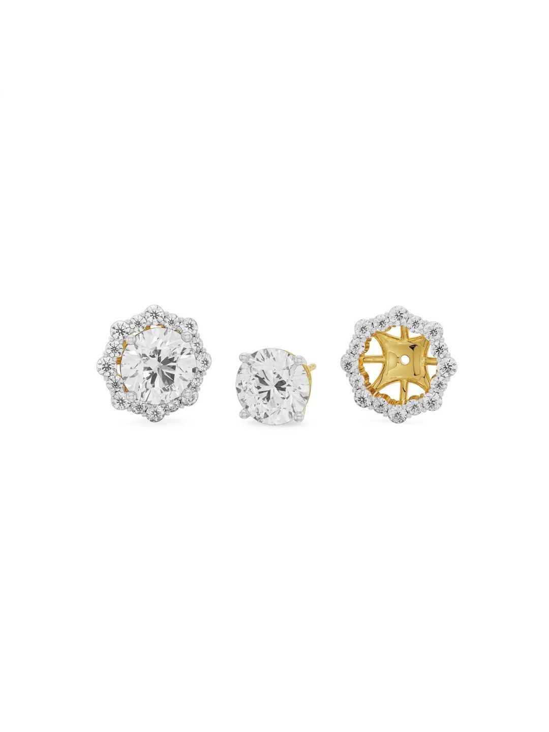 

Emori 1 CT Floral Halo Detachable Diamond Studs, Yellow