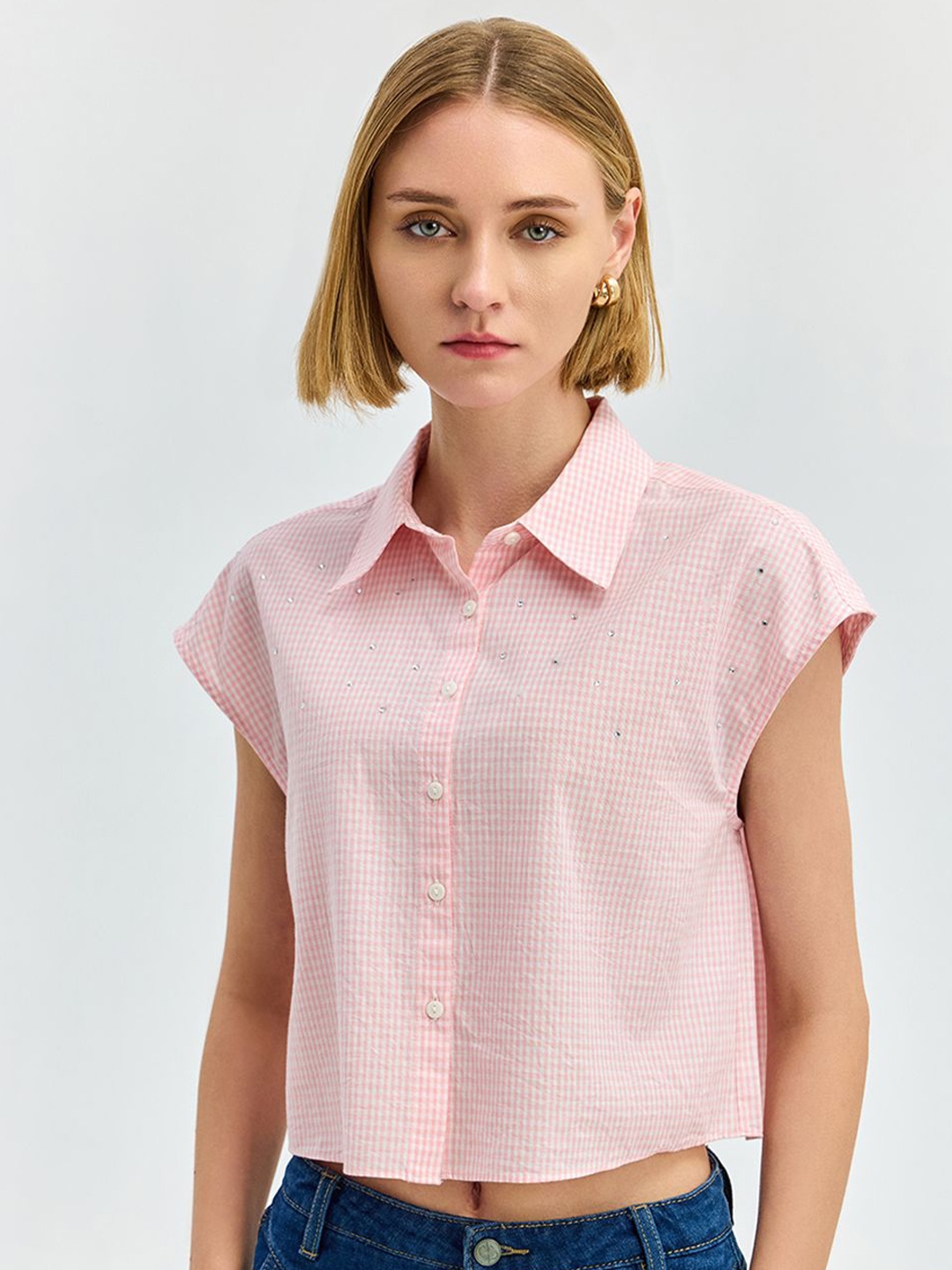 

COVER STORY Women Opaque Striped Casual Shirt, Pink