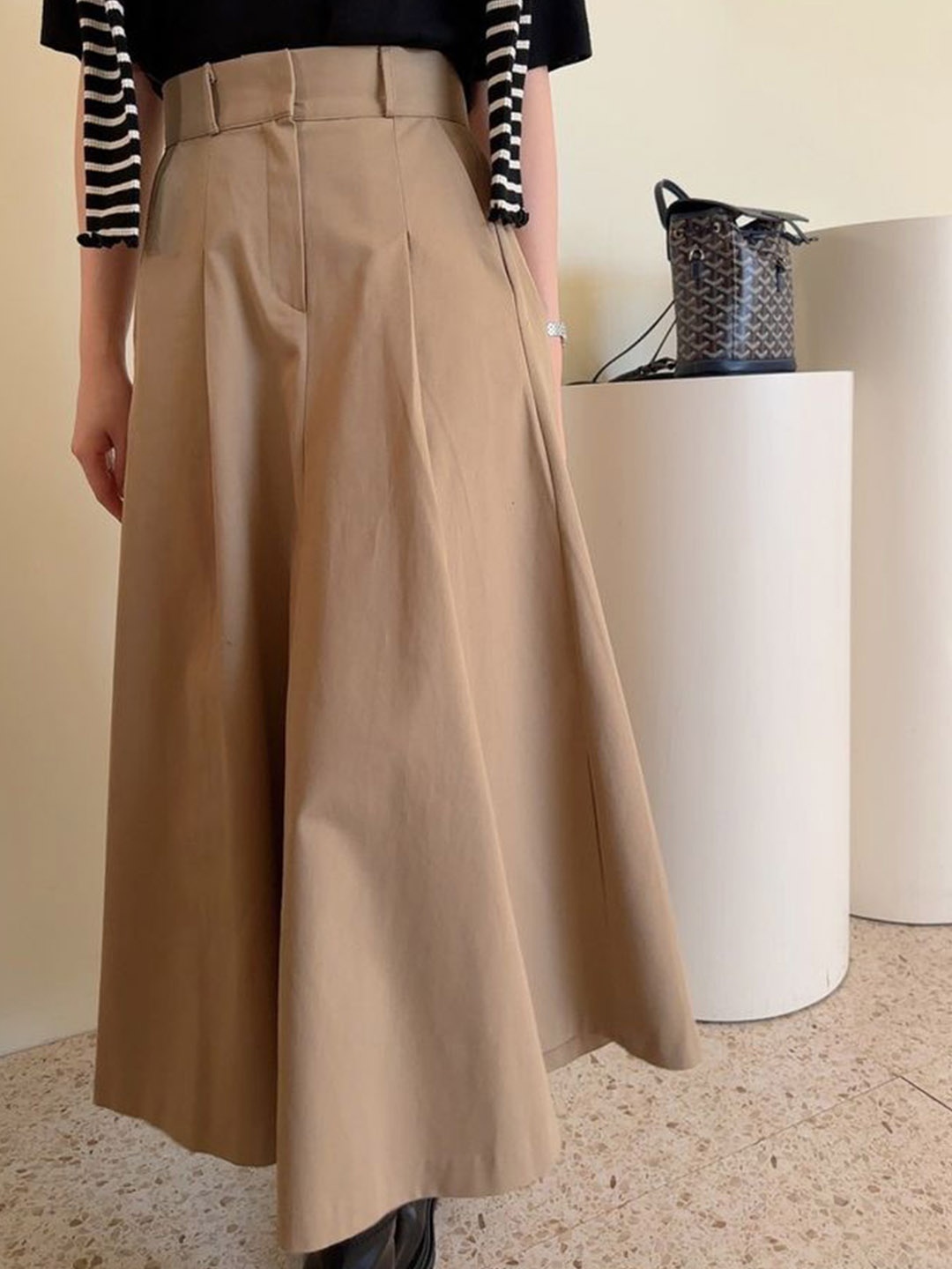 

LULU & SKY A-Line Midi Skirt, Khaki