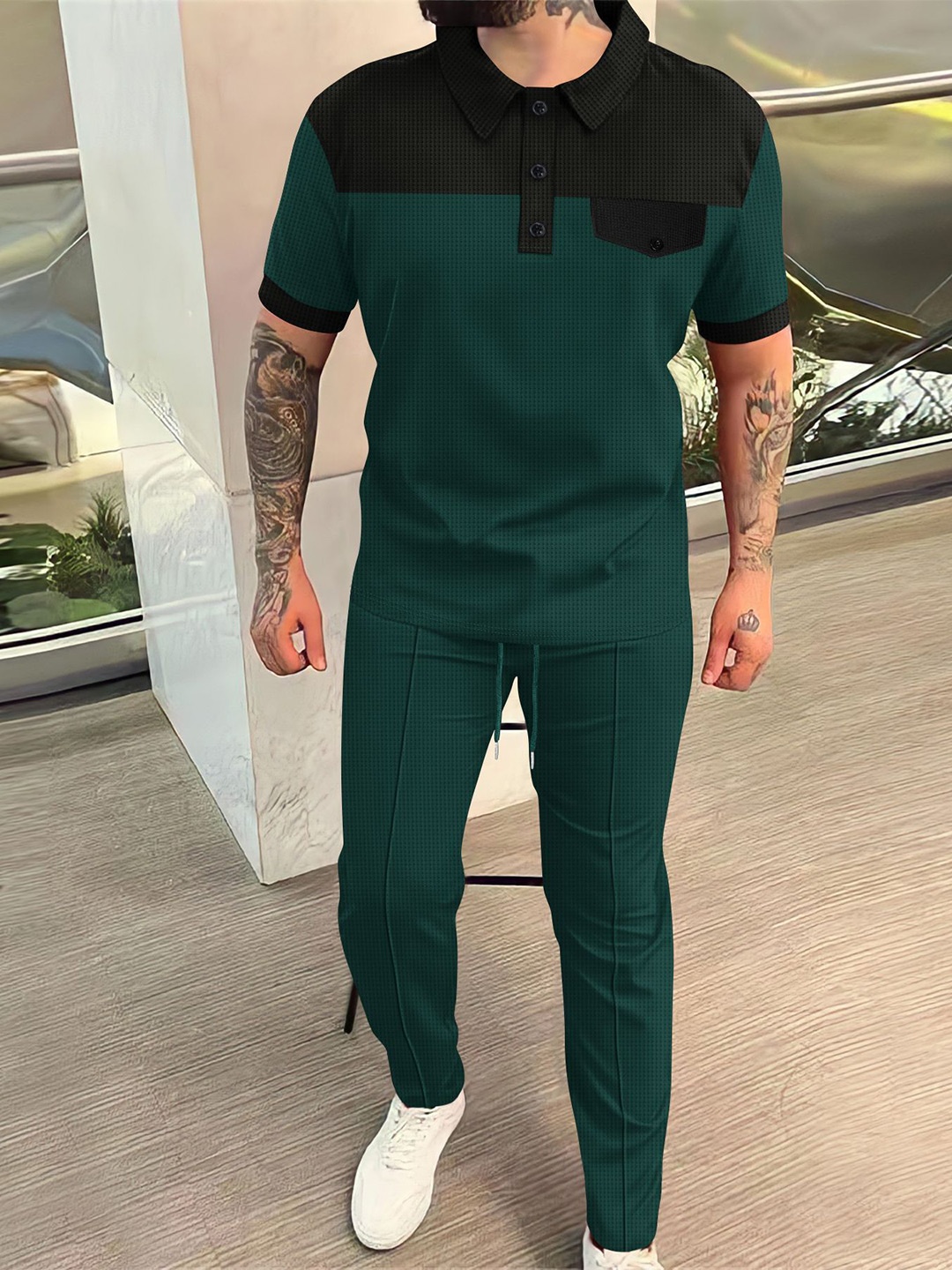 

StyleCast x Revolte T-Shirt And Trousers Co-Ords, Green
