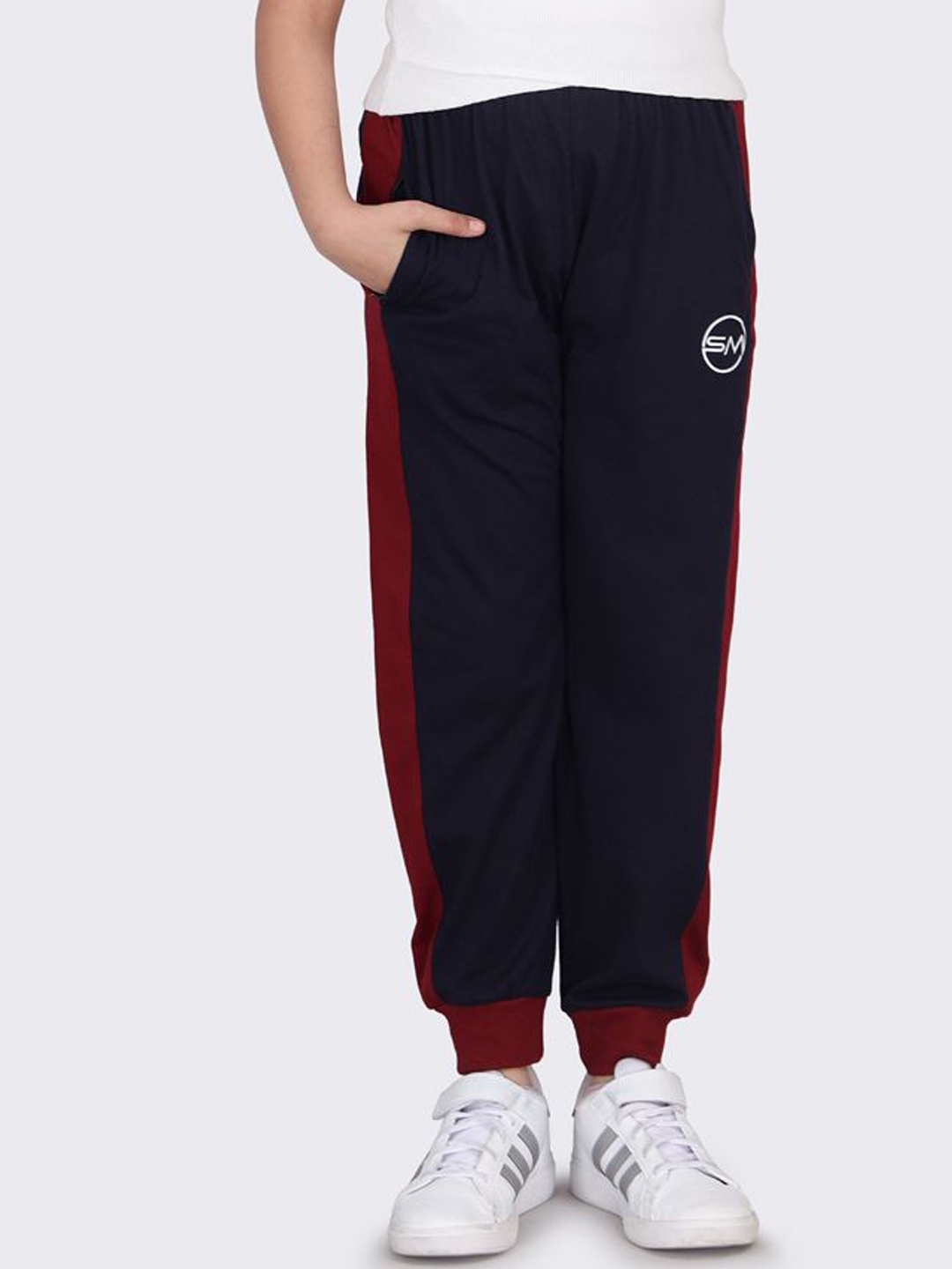 

SMSHOPMORE Girls Mid-Rise Joggers, Navy blue