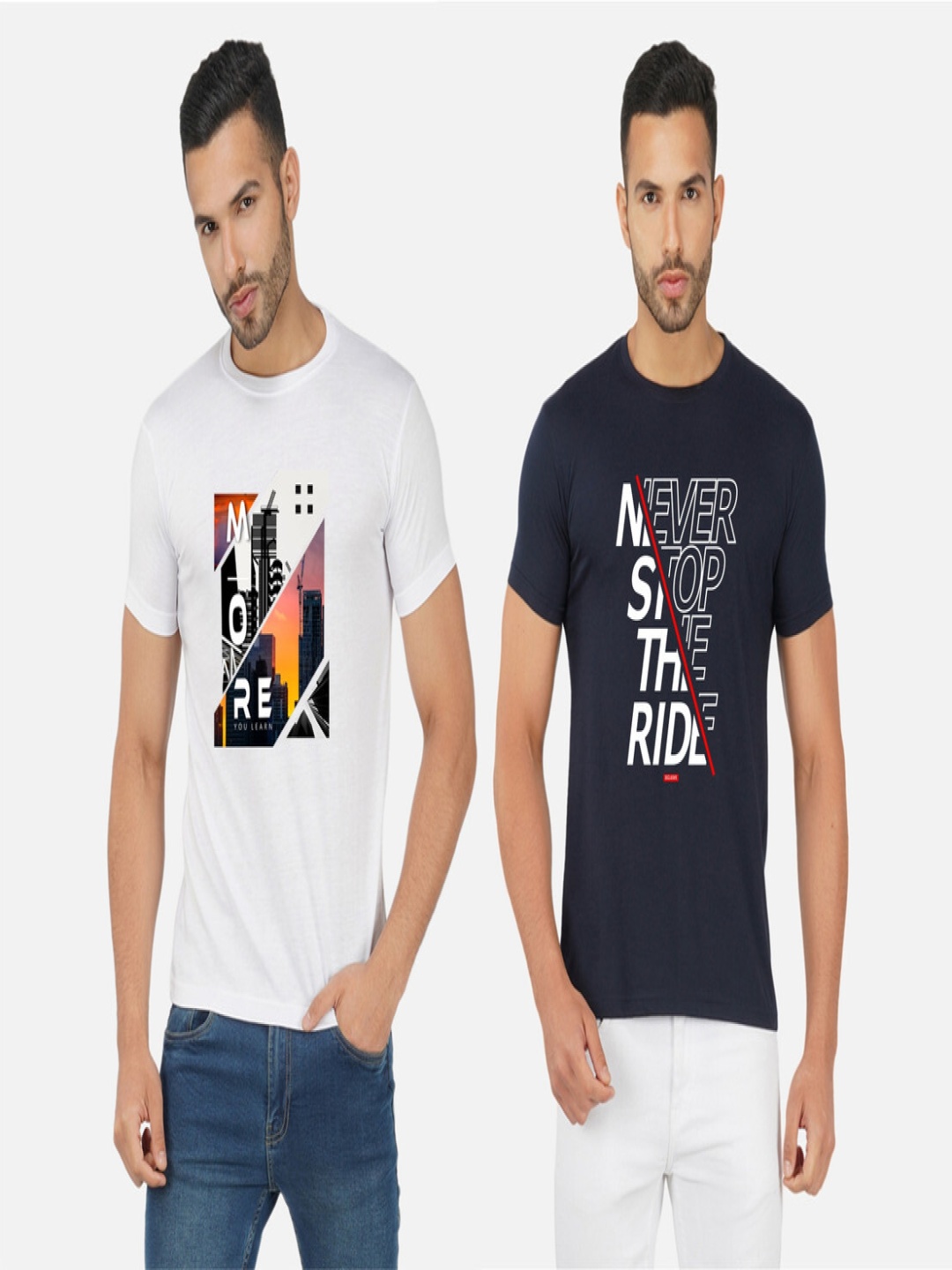 

GLOBAL NOMAD Men 2 Printed Bio Finish Applique T-shirt, White