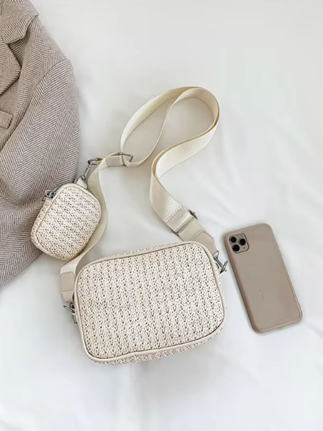 

ITALISH Embellished Structured Sling Bag, White