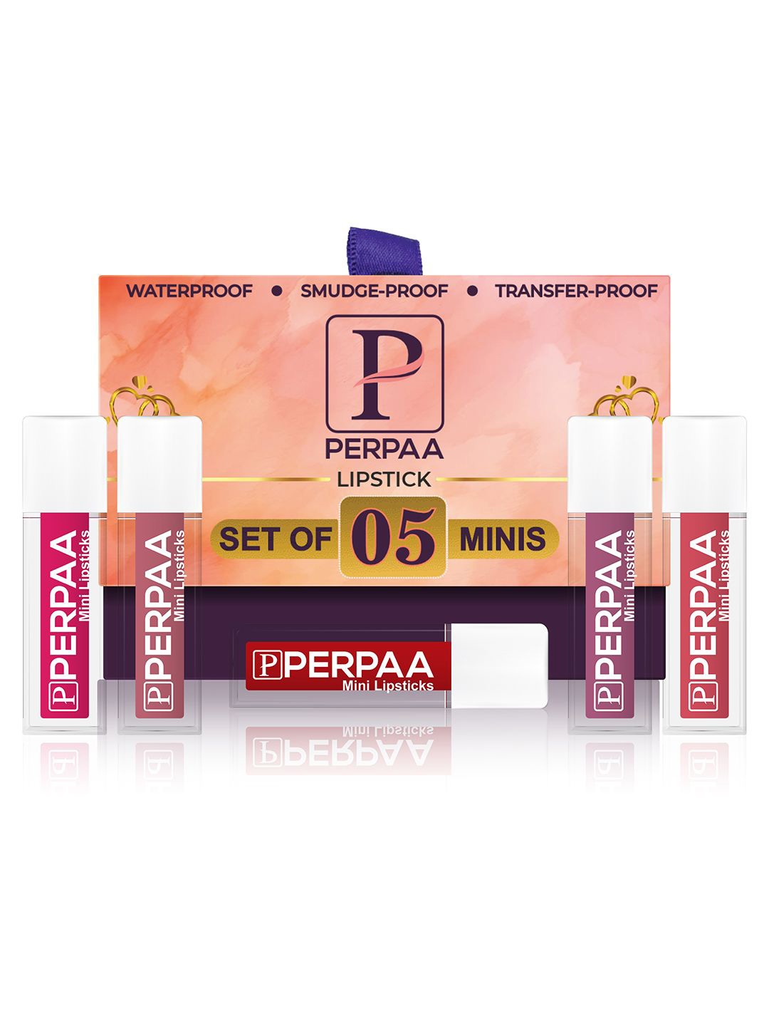 

PERPAA Set Of 5 Waterproof Matte Mini Liquid Lipsticks - 1.2ml Each Shade 4-6-8-9-12, Pink