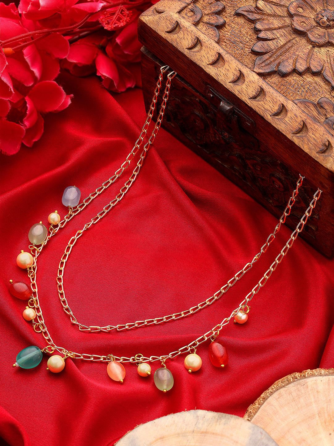 

AARSEE OFFICIAL Anti-Tarnish 22KT Gold-Plated Dazzling Contemporary Chain Necklace