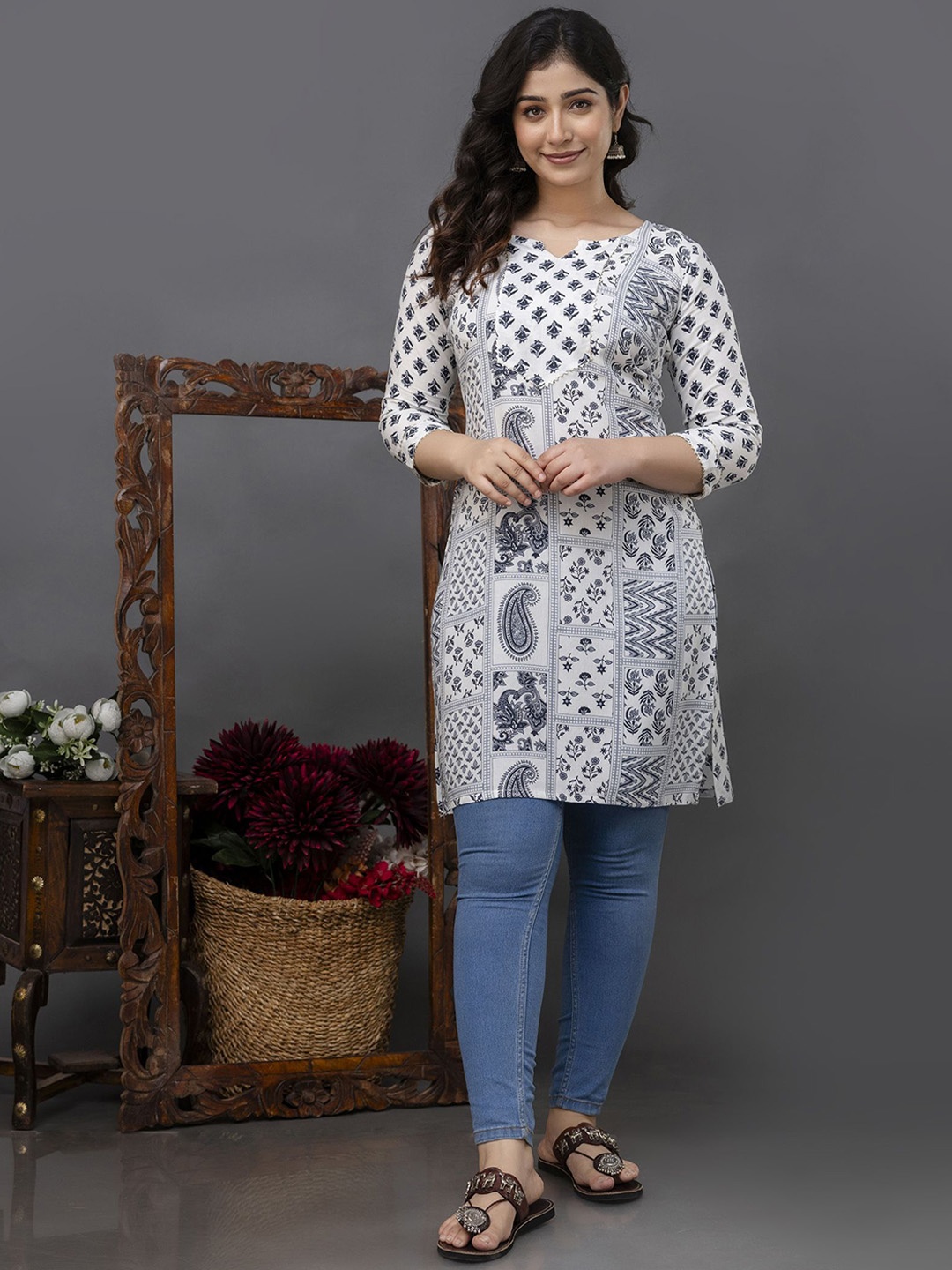

mad fury Women Ethnic Motifs Printed Kurta, White