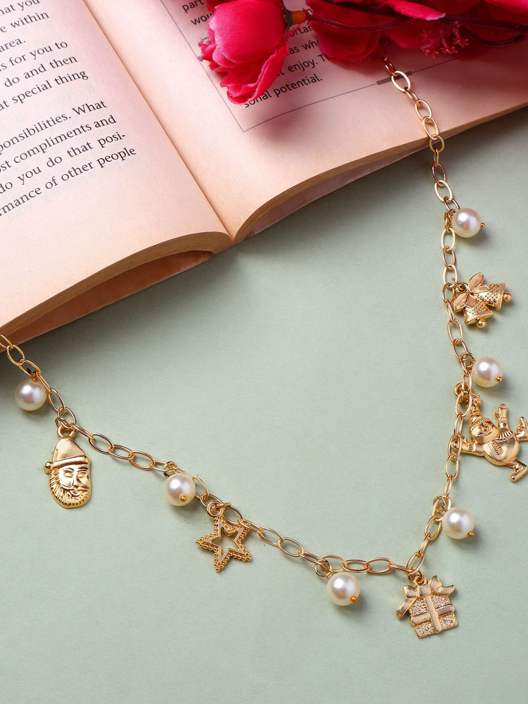 

AARSEE OFFICIAL Anti-Tarnish 22KT Gold-Plated Christmas-themed Charm Necklace