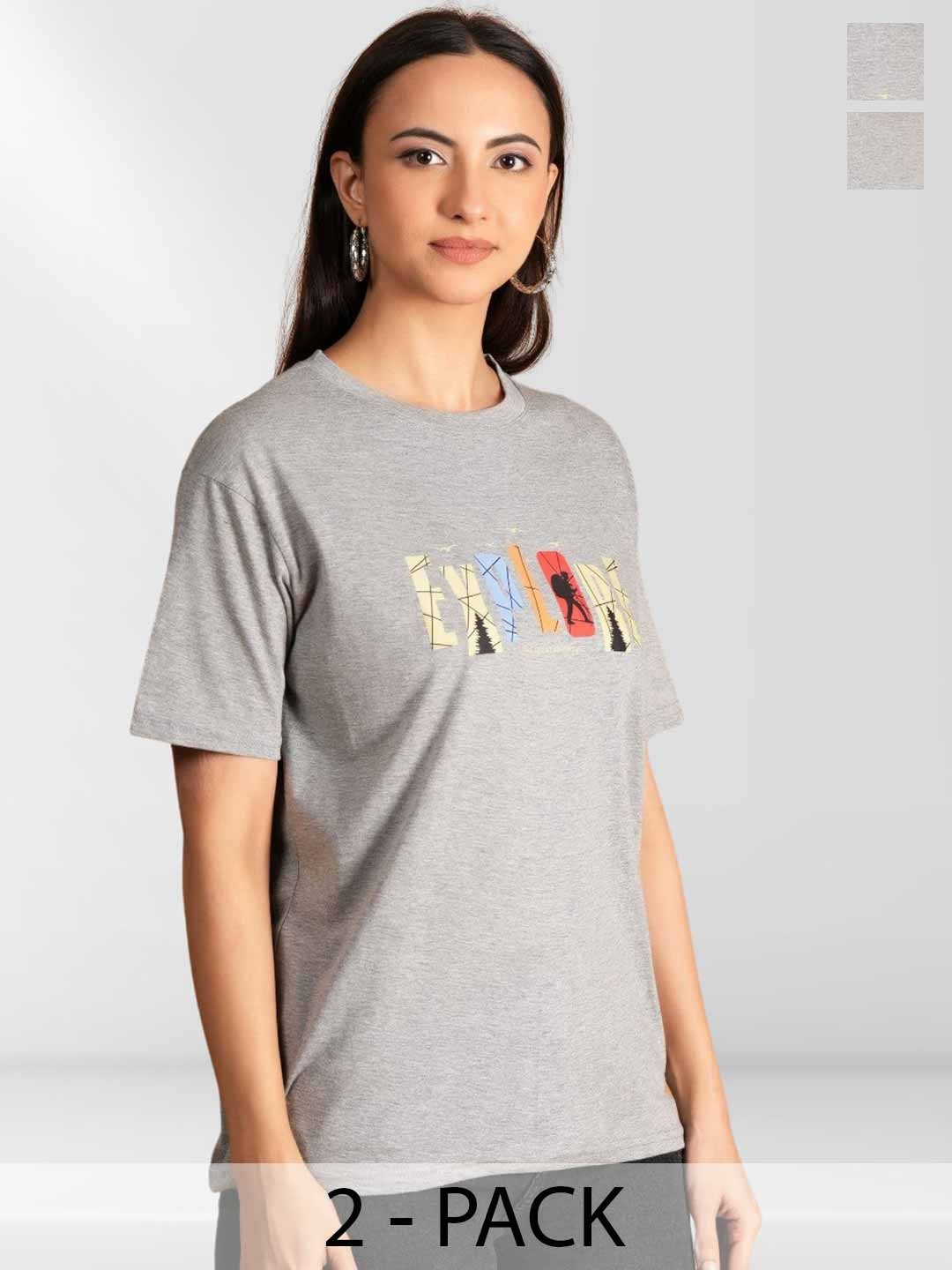 

NEYSA Women Typography 2 Printed Applique T-shirt, Multi
