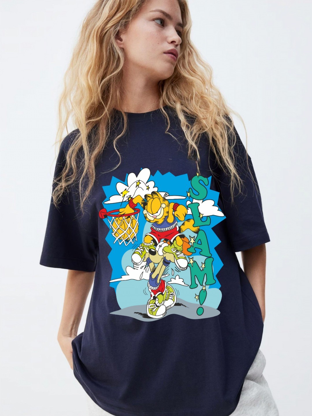 

RAYACLOSET Women Printed T-shirt, Navy blue