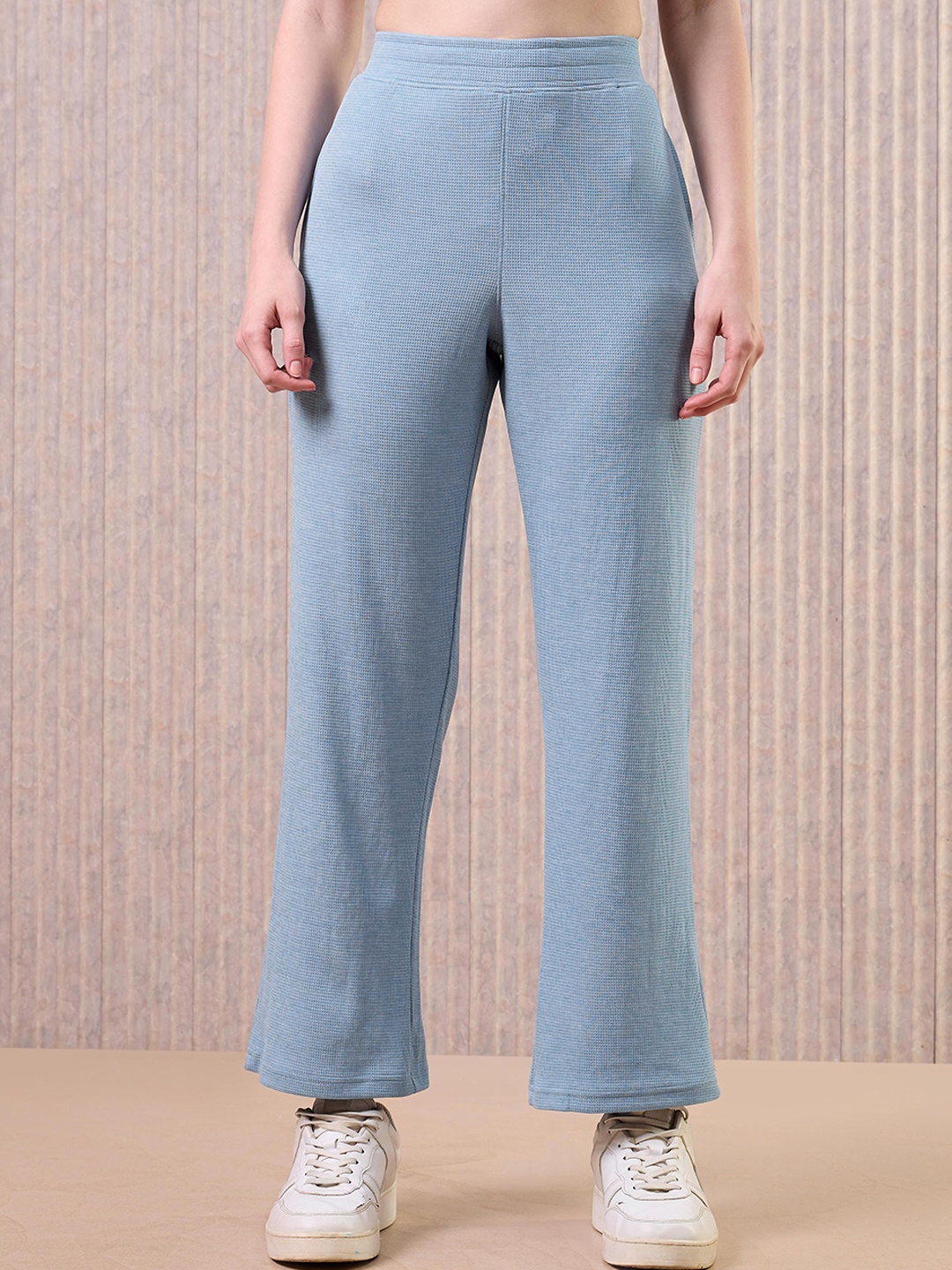 

Technosport Women Cubic Melange Relaxed Fit Track Pants With Double Cool, Blue