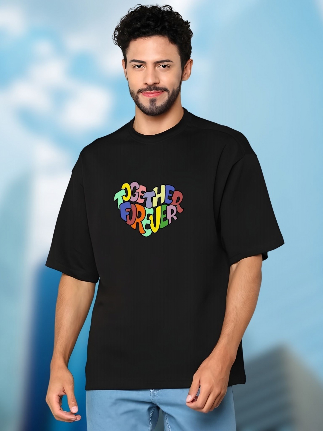 

THE BEETEL HOUSE Men Drop-Shoulder Sleeves T-shirt, Black