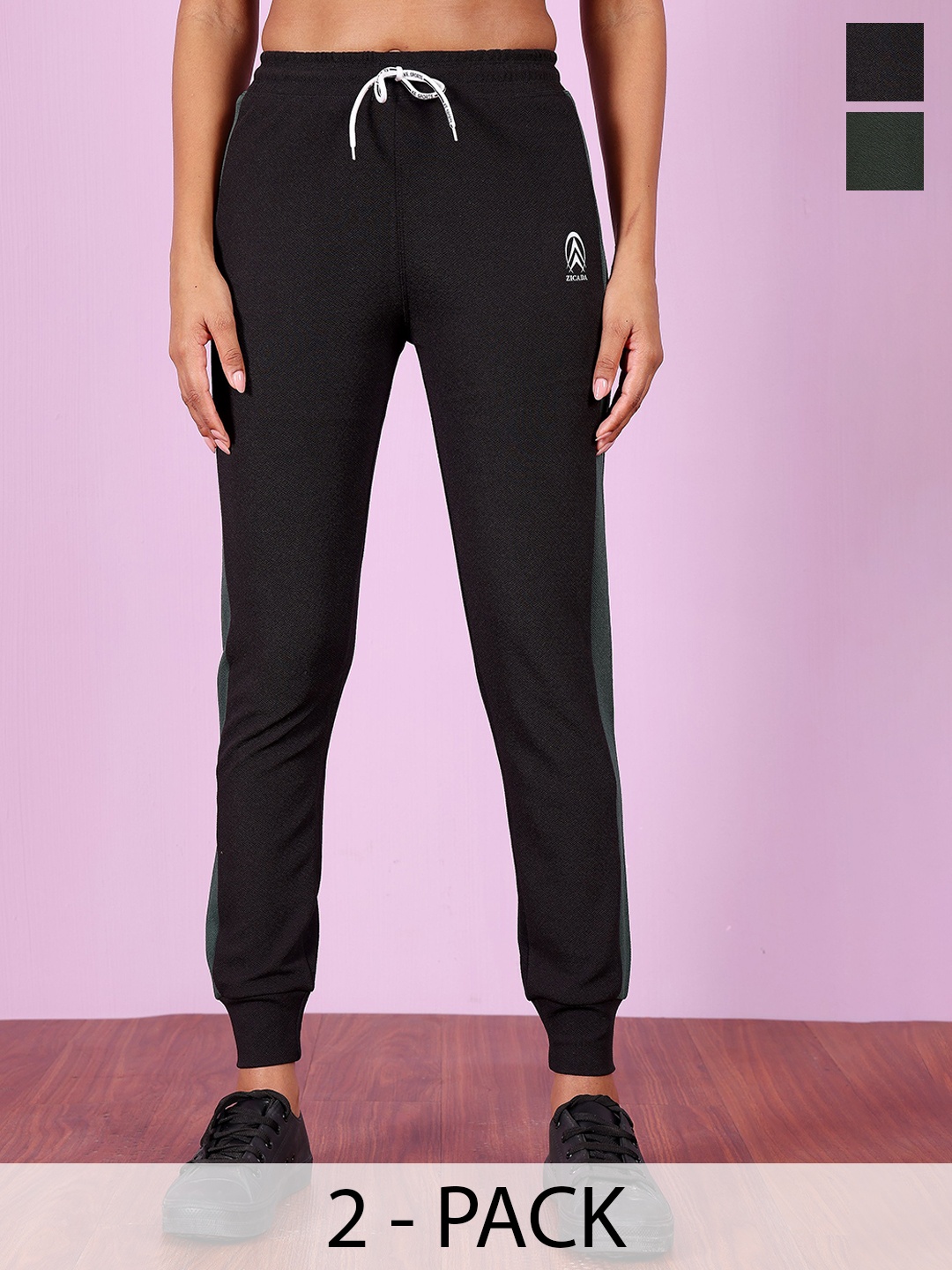 

Zicada Women Colourblocked Straight Fit Trousers, Black