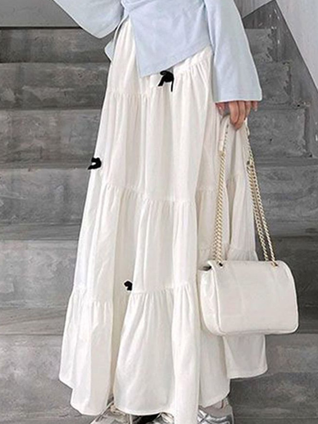 

LULU & SKY A-Line Bow-Knit Maxi Skirt, White