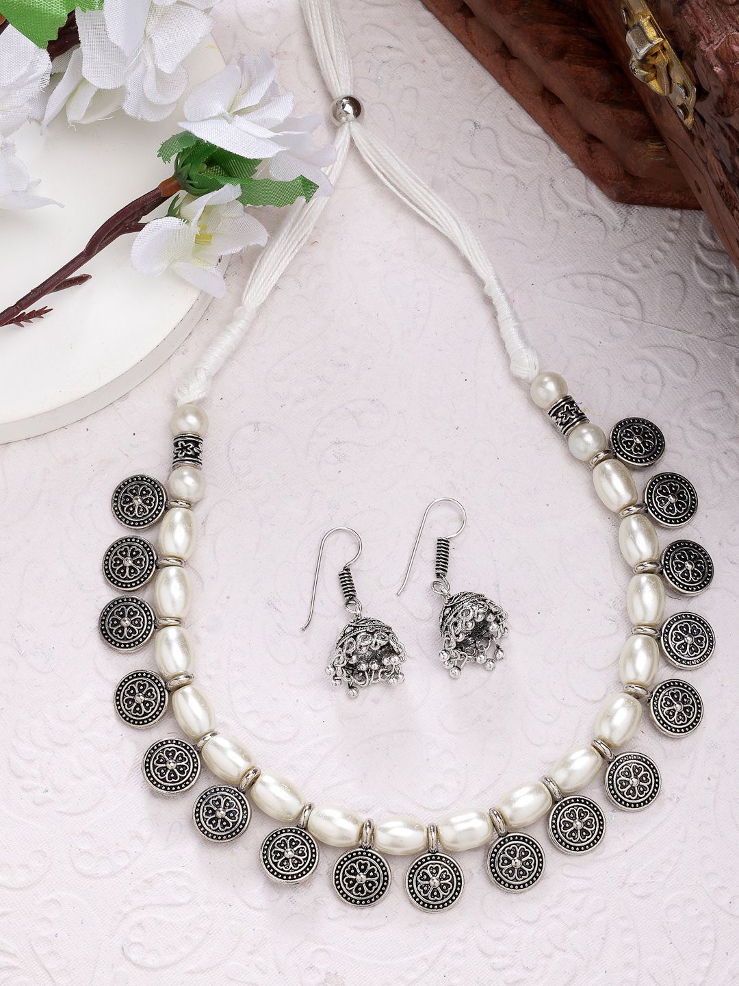 

Anouk Silver-Plated Oxidized & Beaded Jewellery Set