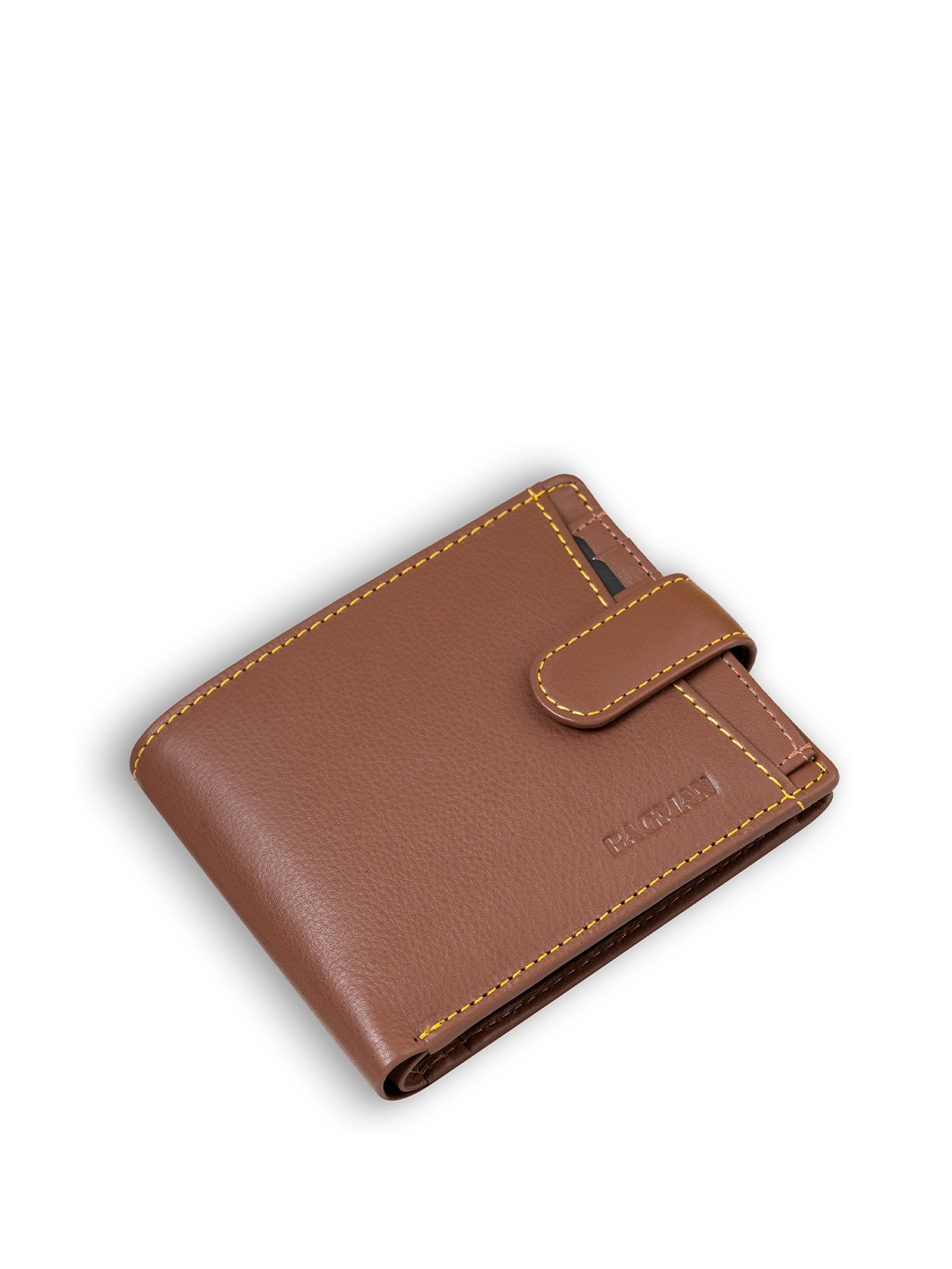 

BAGMAN Men Leather Two Fold Wallet, Tan