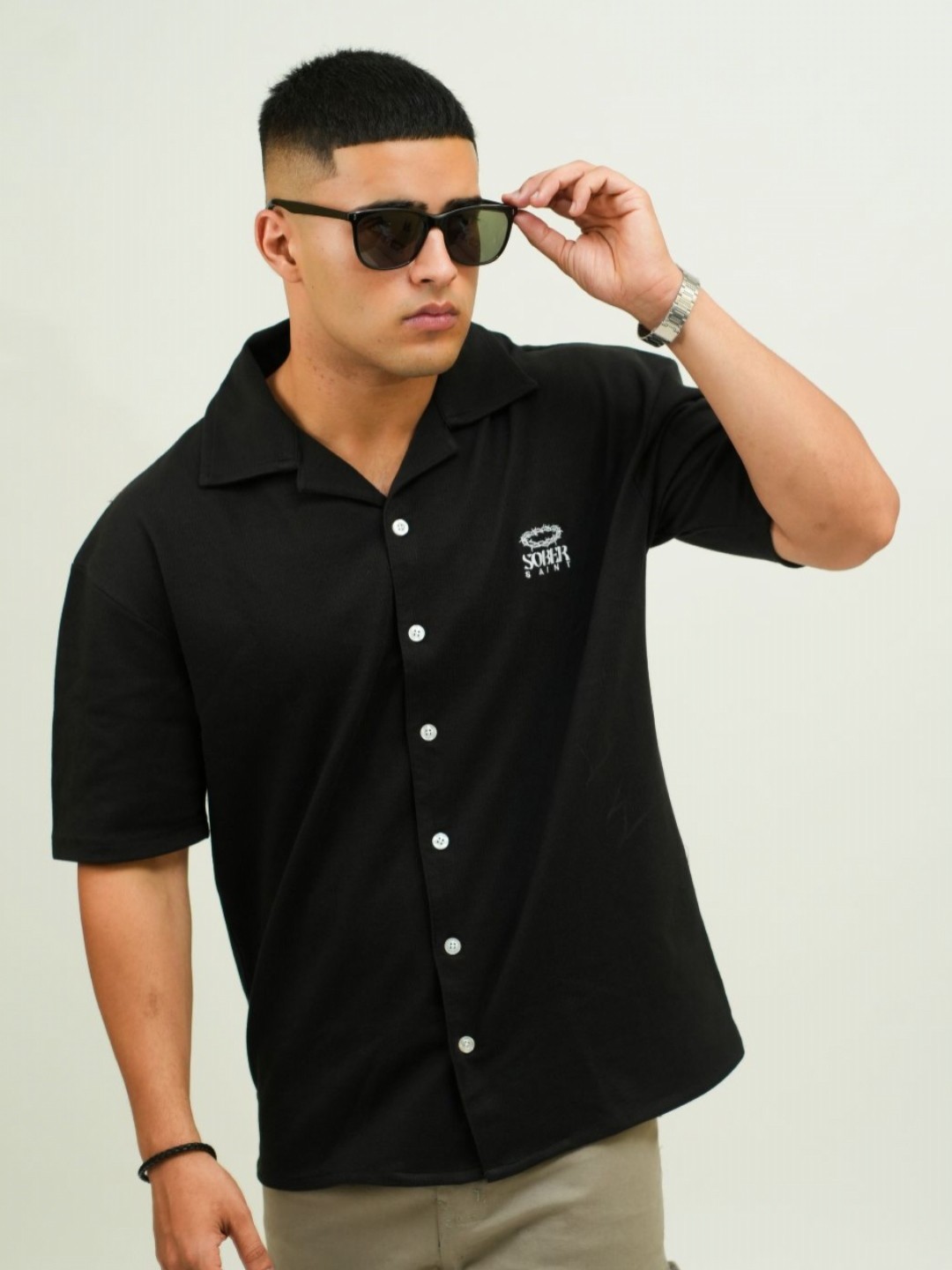 

SOBERSAINT Men Polo Collar T-shirt, Black