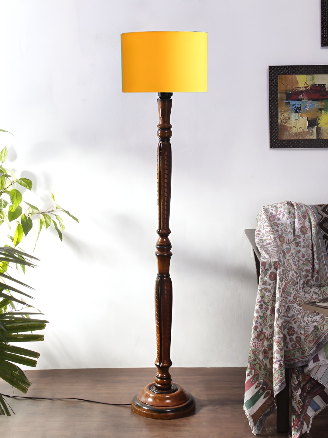 

Devansh Brown & Yellow Wooden Floor Lamp