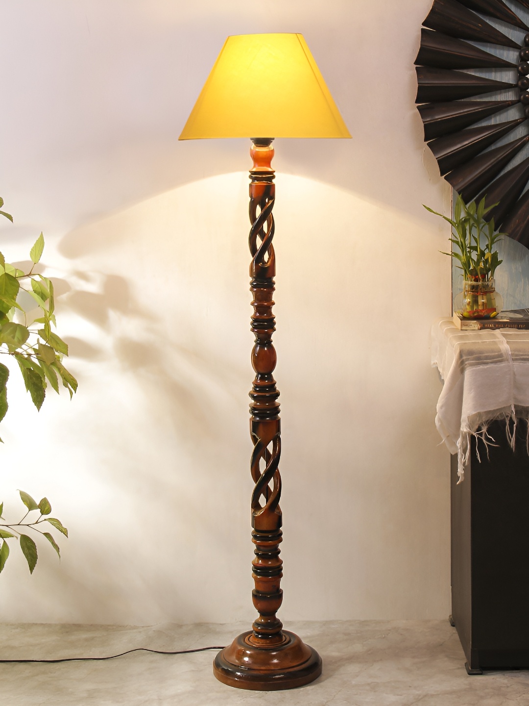 

Devansh Brown & Yellow Wooden Floor Lamp
