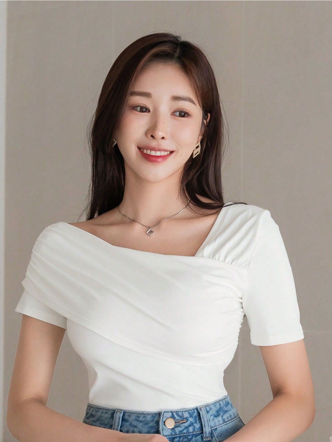 

Istyle Can One Shoulder Cold-Shoulder Top, White