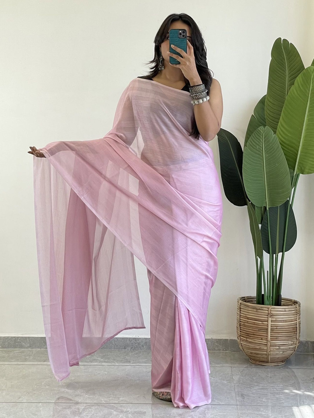 

LeeliPeeri Designer Poly Georgette Saree, Pink