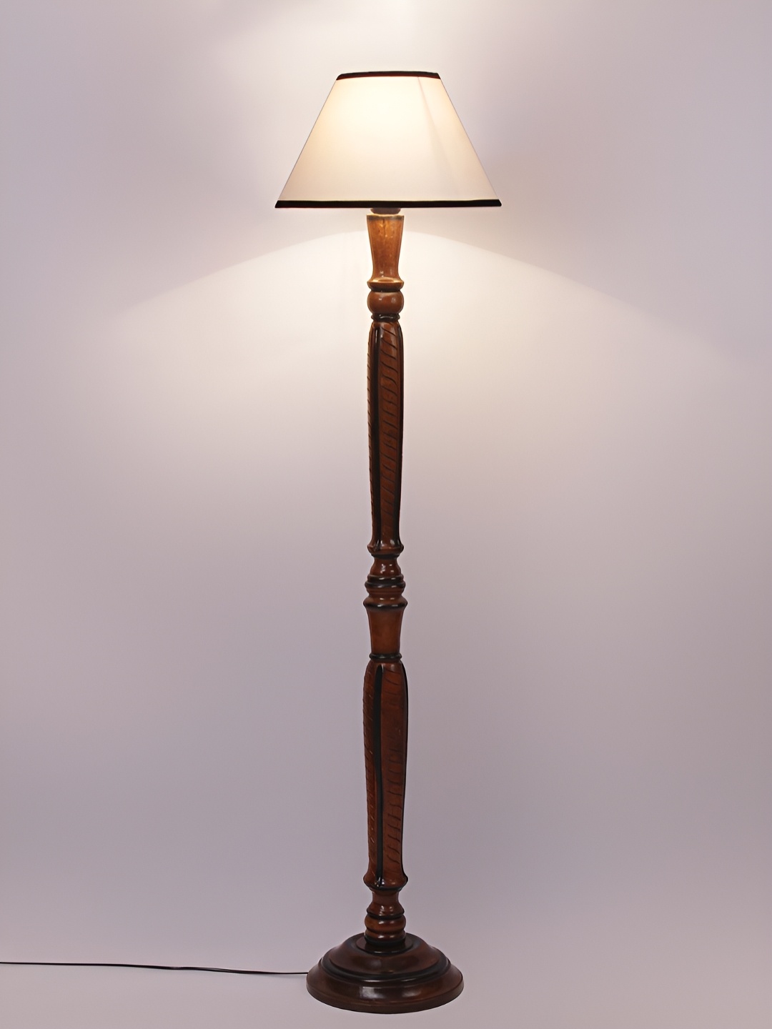 

Devansh Black & White Wooden Floor Lamp With Shade