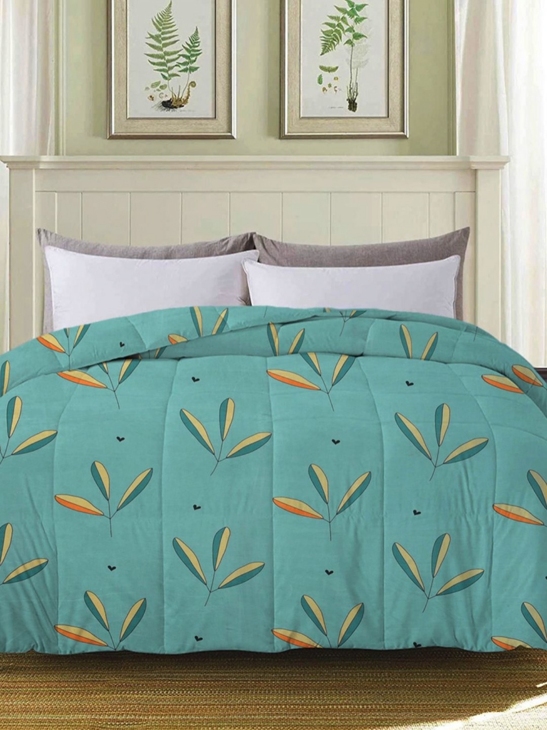 

bsb home Sea Green Floral Microfiber Mild Winter 210 GSM Single Bed Comforter