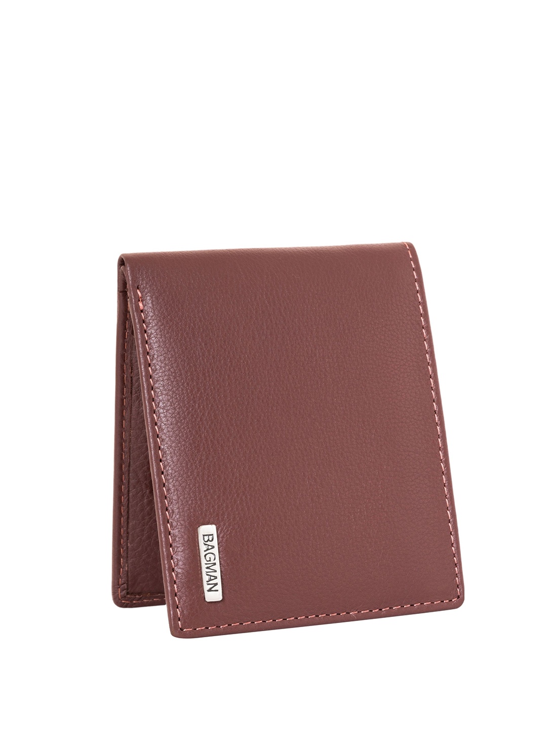 

BAGMAN Men Leather Two Fold Wallet, Maroon