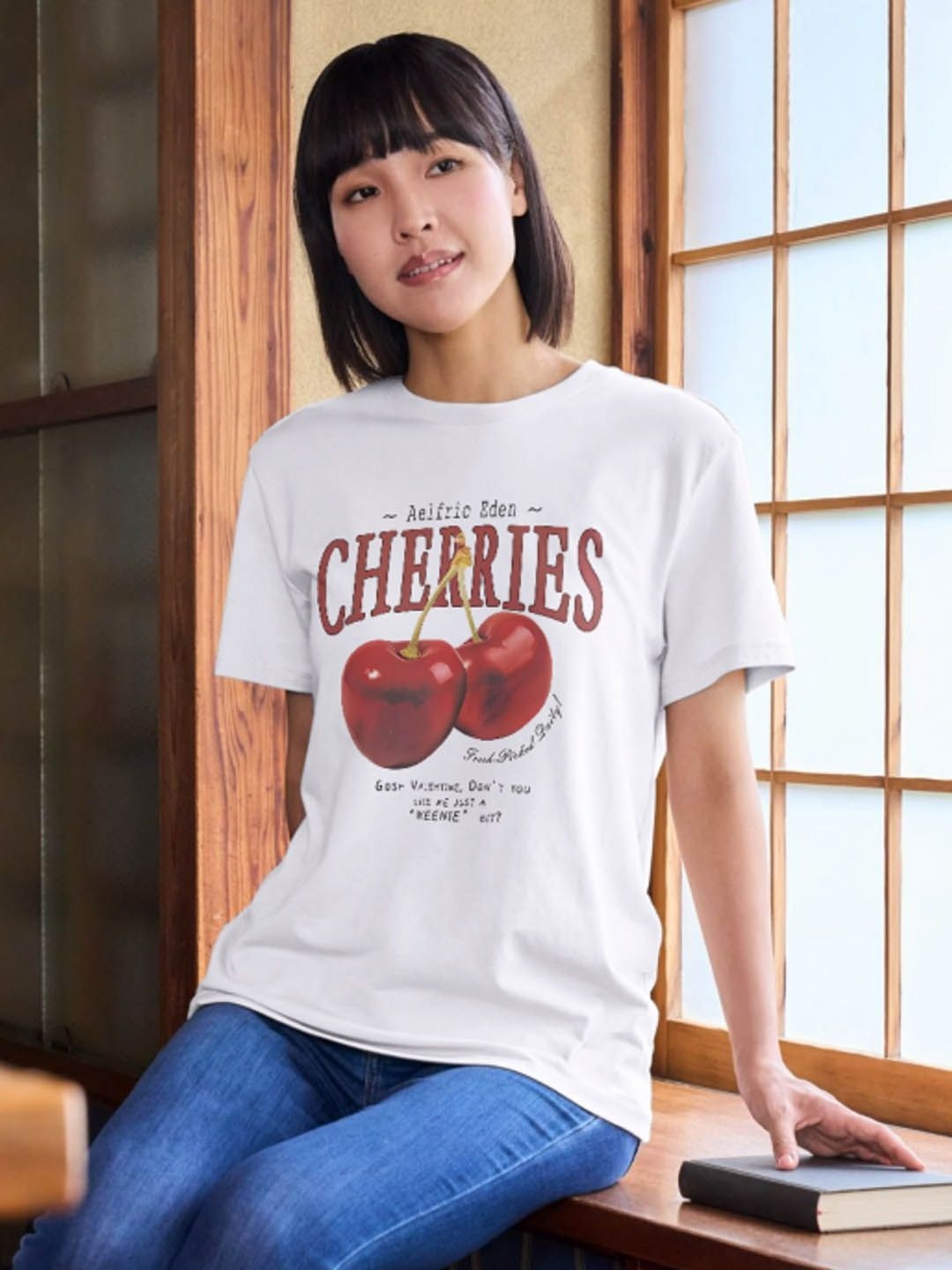 

StyleCast Women Typography Printed Pure Cotton Pockets T-shirt, White