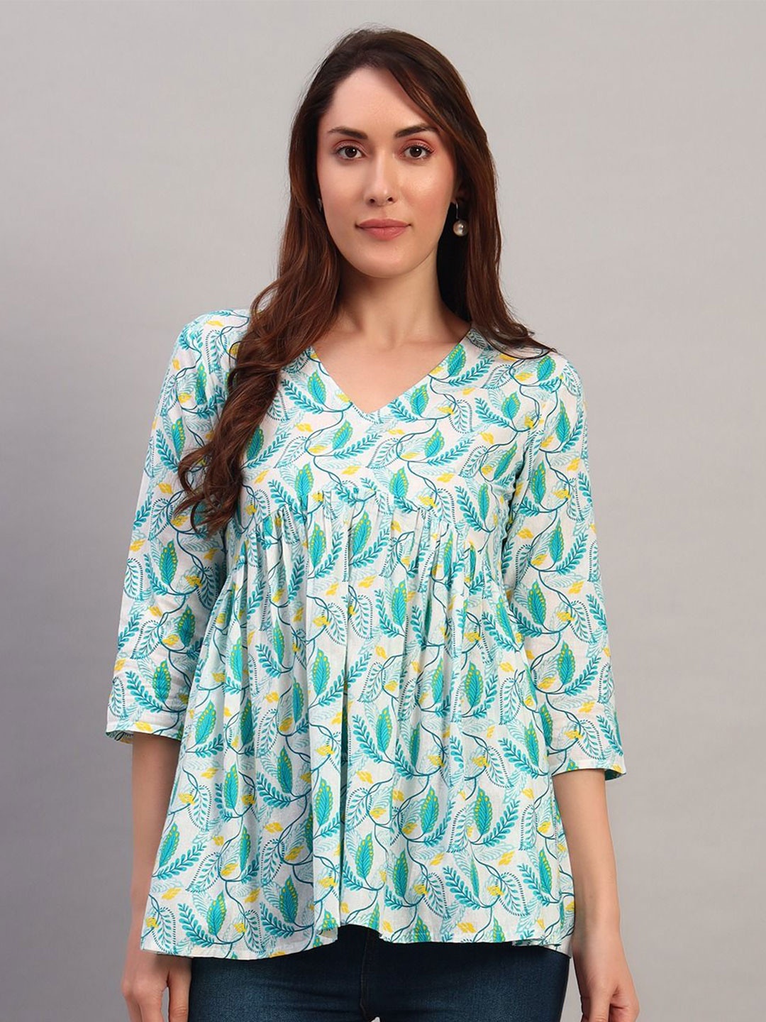 

Atha Fashion Floral Printed Cotton Tunic, Blue