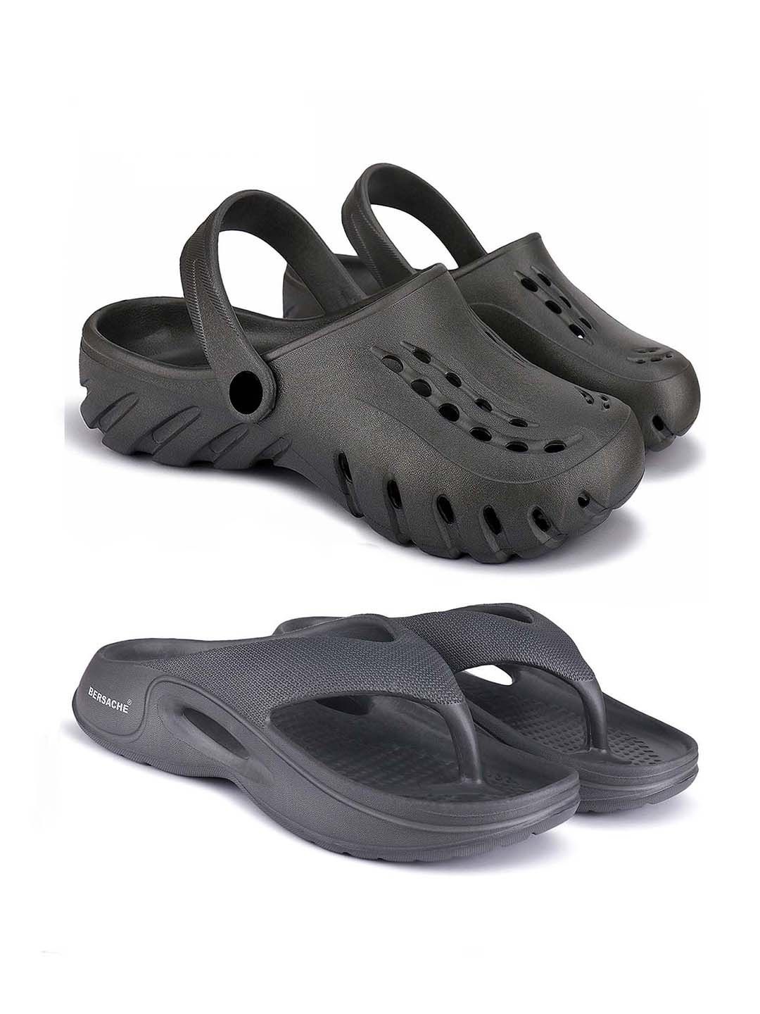 

BERSACHE Men Clogs, Black