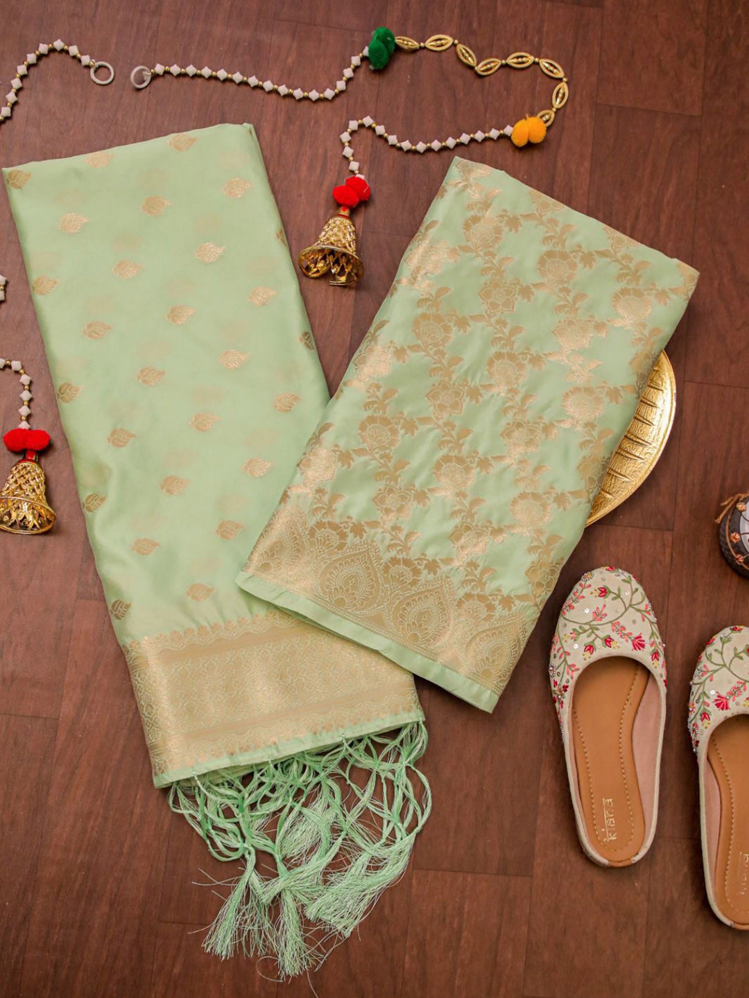

MUFFLY Printed Pure Cotton Unstitched Dress Material, Green