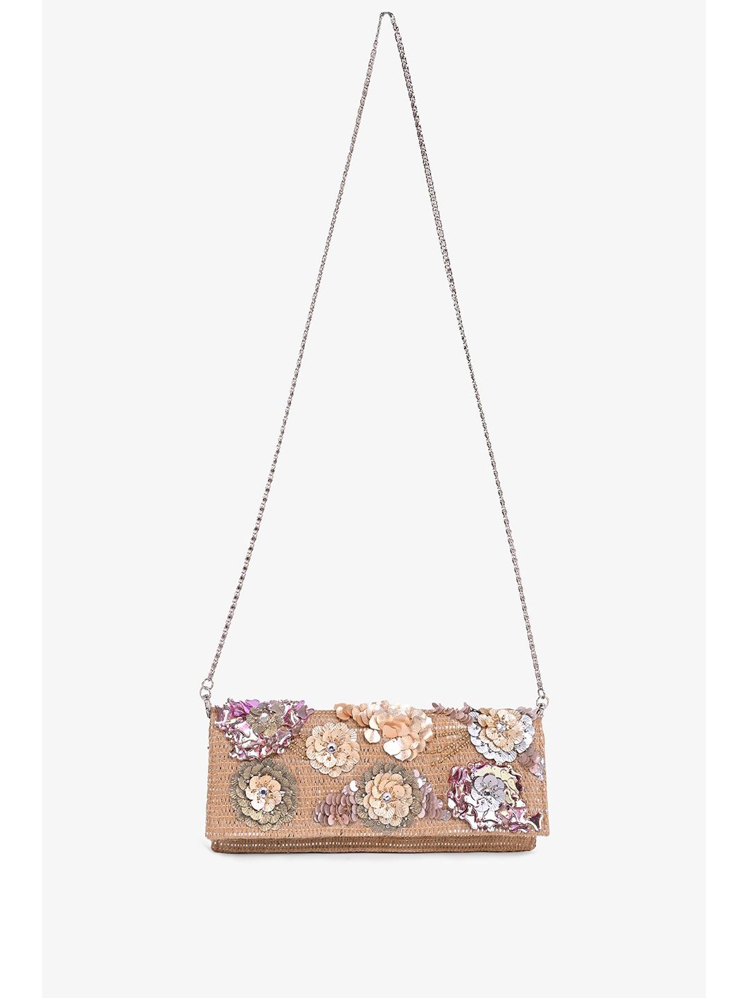 

Anouk Printed Foldover Clutch, Beige