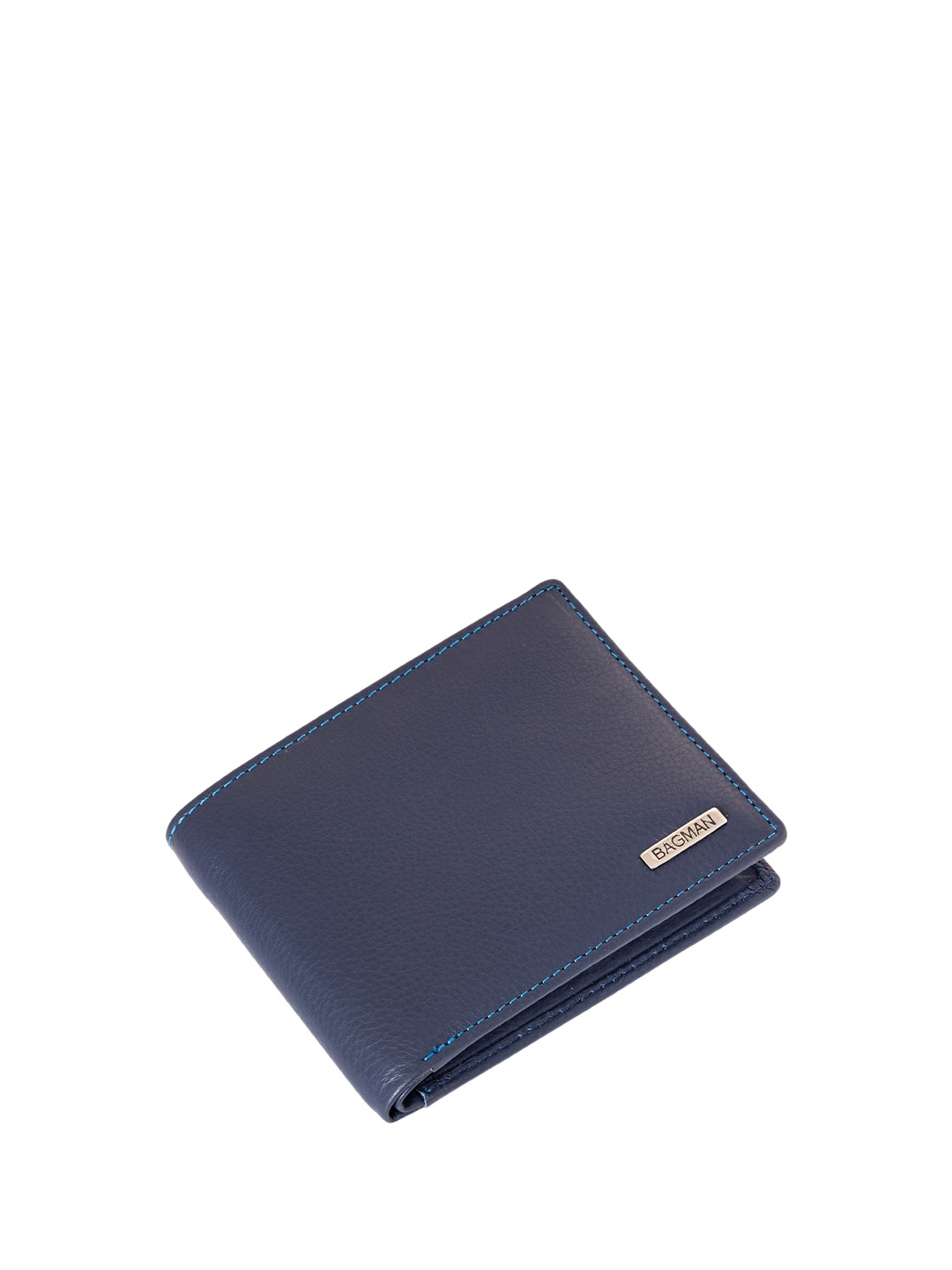 

BAGMAN Men Leather Two Fold Wallet, Blue
