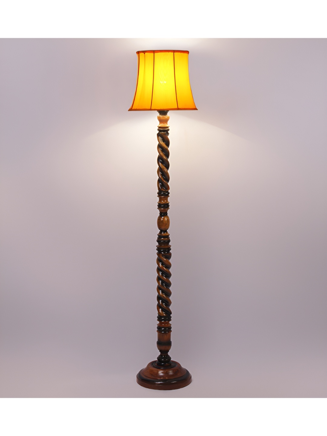 

Devansh Brown & Yellow Textured Cotton Conical Wooden Floor Lamp