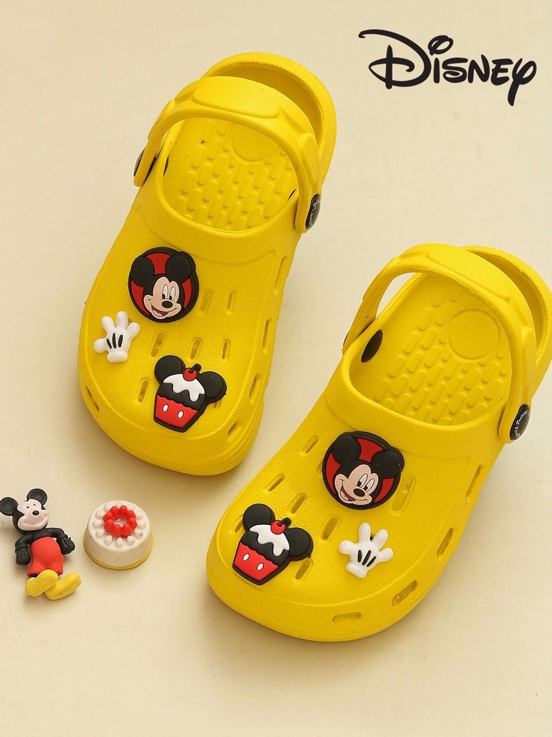 

Yellow Bee Disney Mickey Mouse Clogs with Gloves & Cupcake Charms for Boys