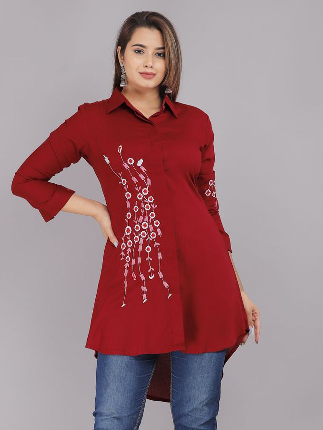 

Myorica Women Standard Opaque Casual Shirt, Maroon