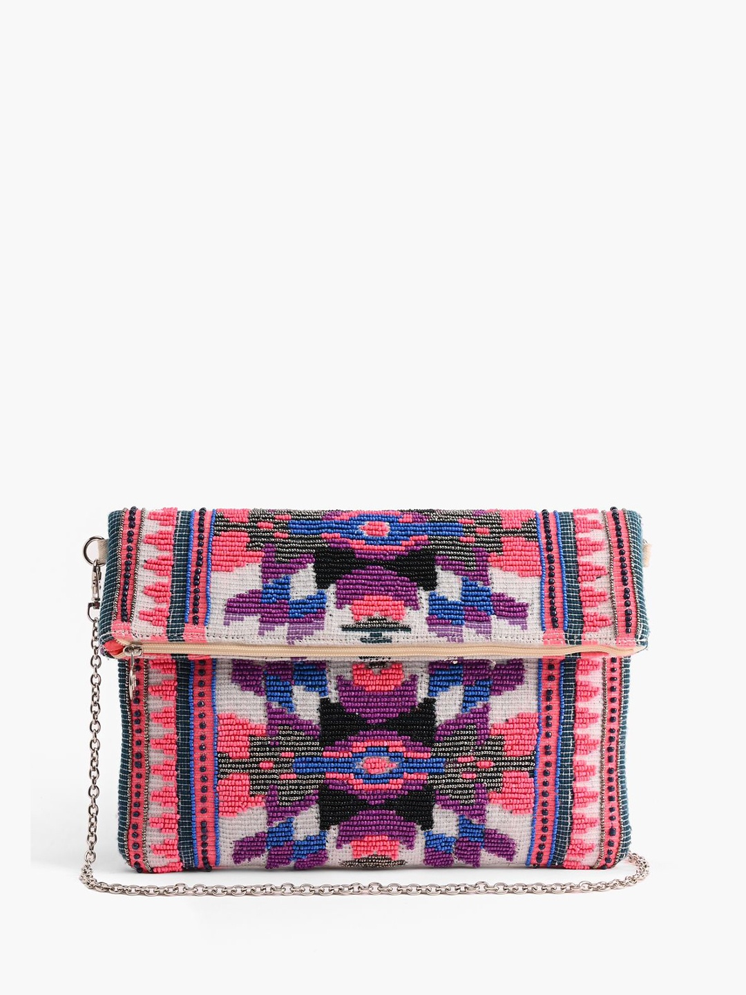 

Sangria Embellished Foldover Clutch, White
