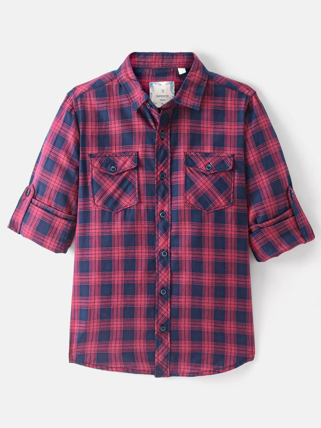 

Infinity Boys Opaque Checked Casual Shirt, Maroon
