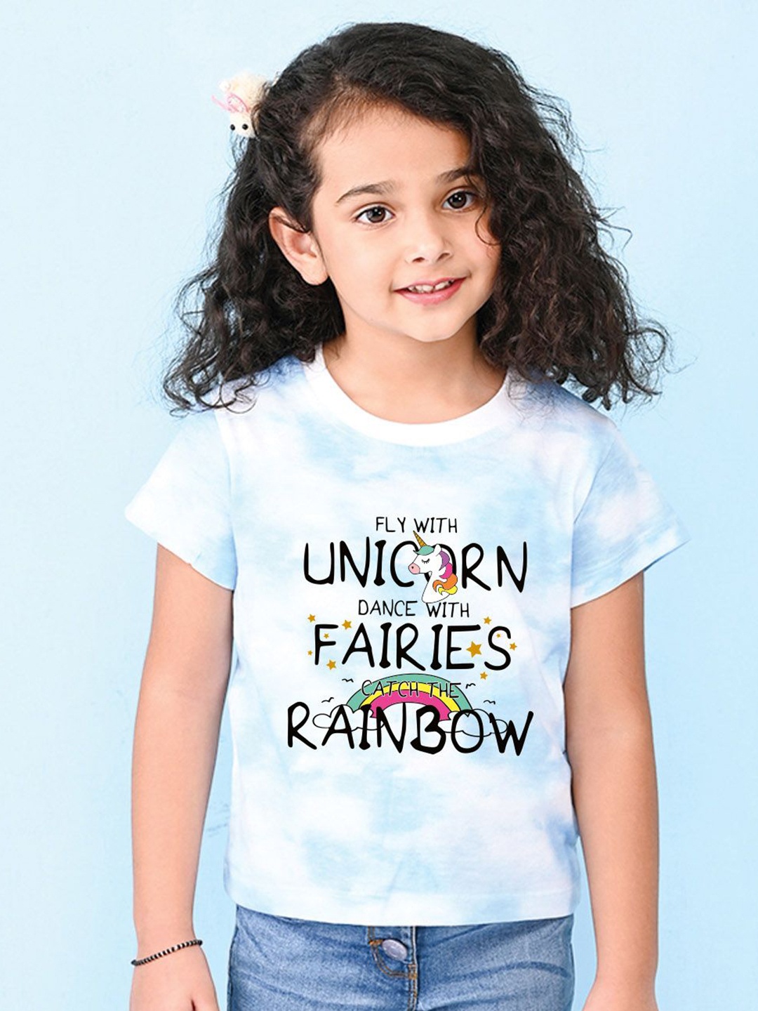 

NUSYL Girls Printed T-shirt, Blue