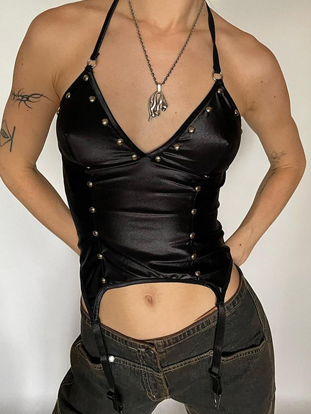 

LULU & SKY Styled Back Crop Top, Black