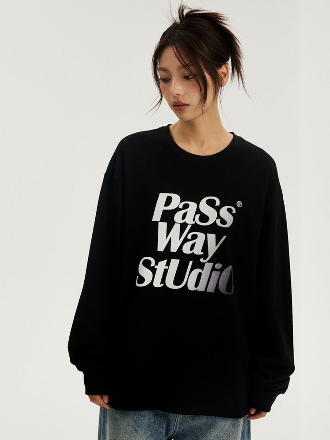 

LULU & SKY Print Batwing Sleeve Cotton Boxy Top, Black