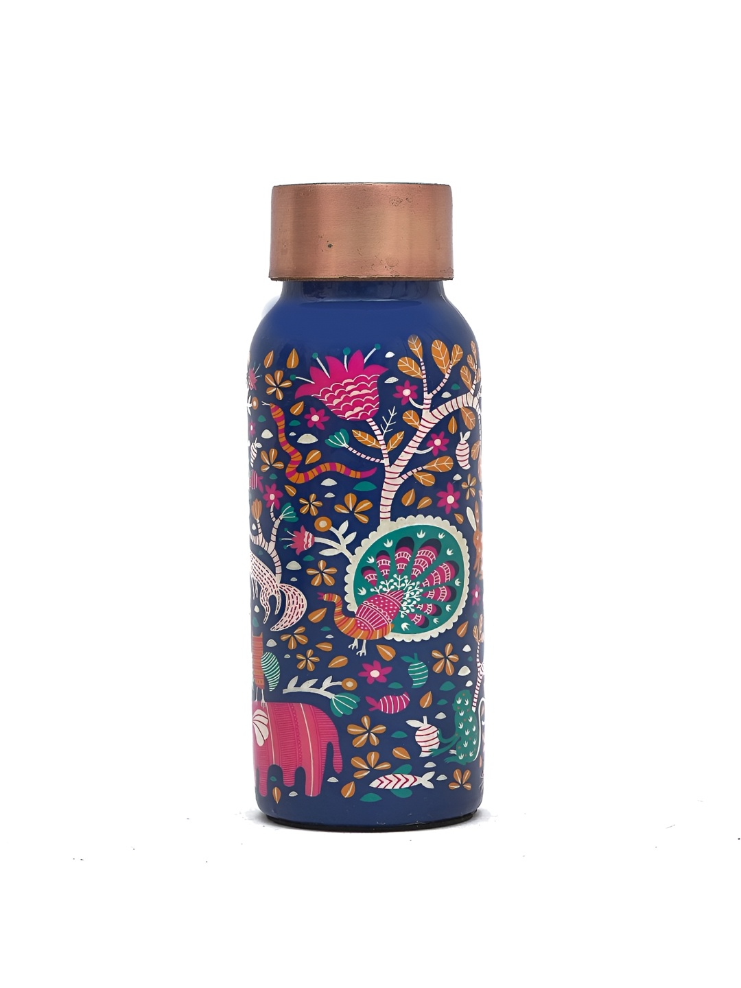 

oggn Blue & Pink Floral Printed Copper Water Bottle 500 ml