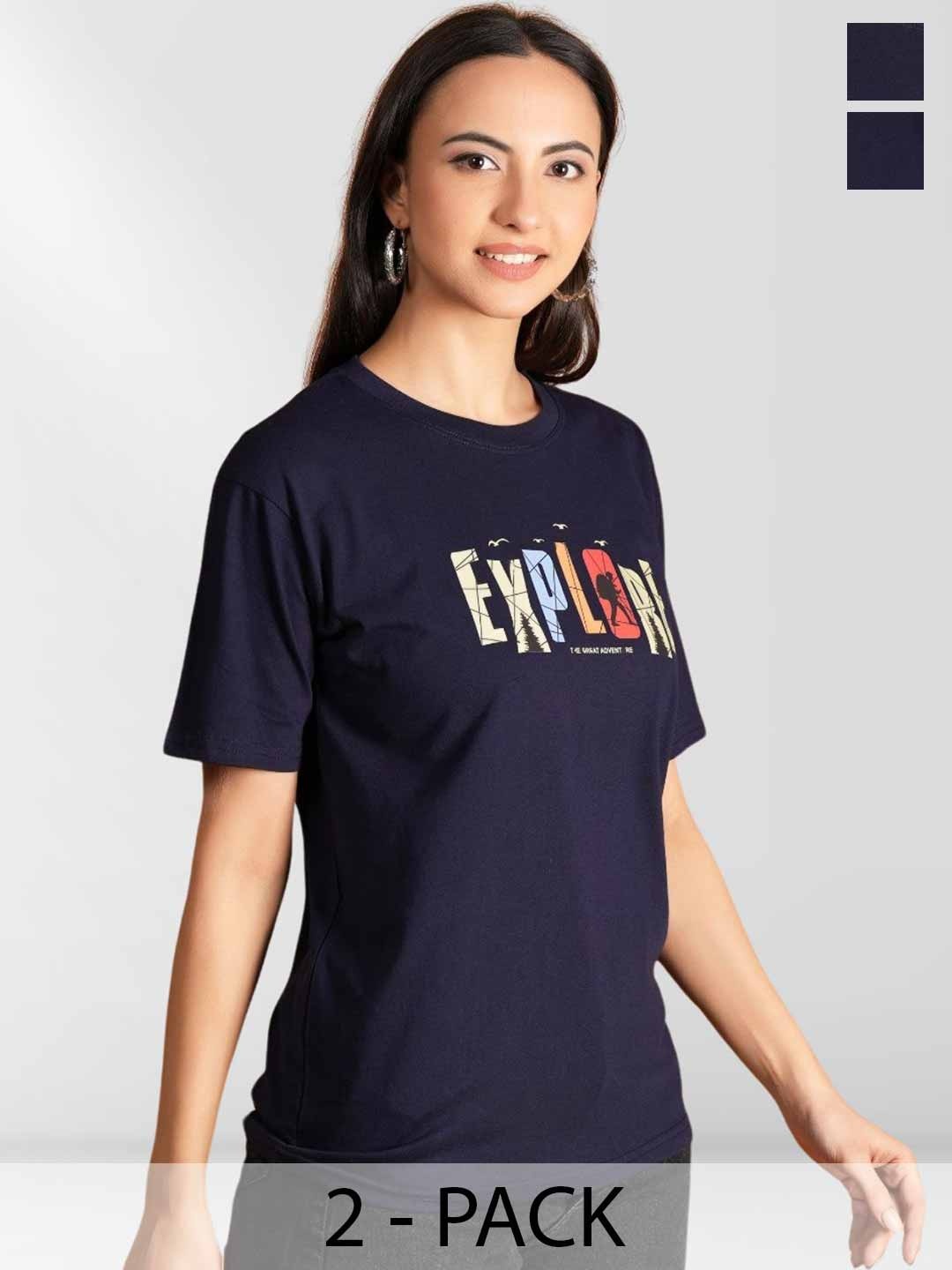 

NEYSA Women Typography 2 Printed Applique T-shirt, Multi