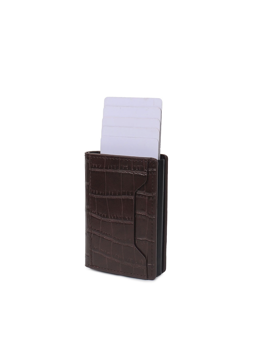 

JND Men Textured Leather Card Holder, Brown