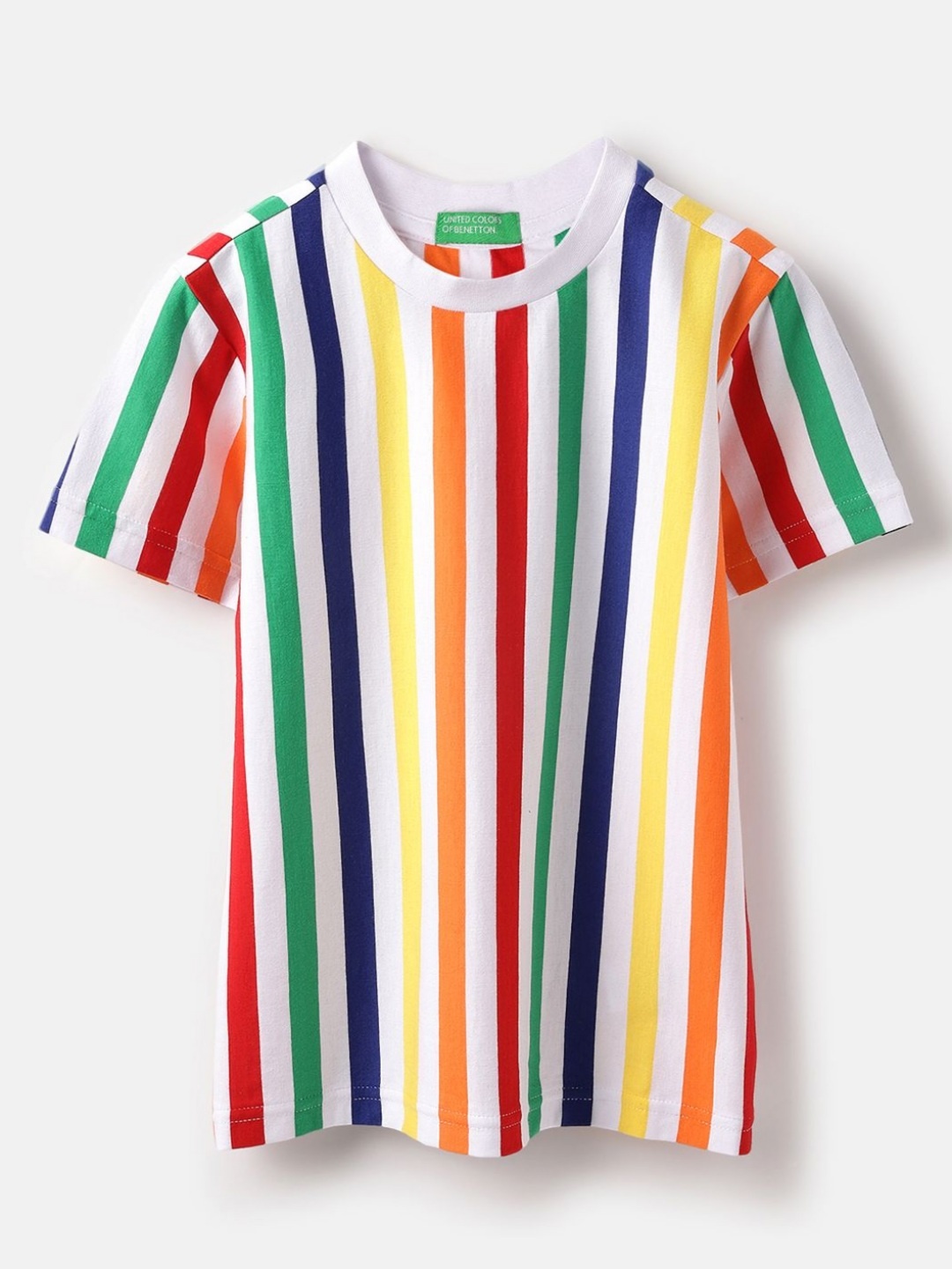 

United Colors of Benetton Boys Striped Pure Cotton T-shirt, Multi